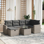 Set Divani da Giardino 7 pz con Cuscini Grigio in Polyrattan 3263496