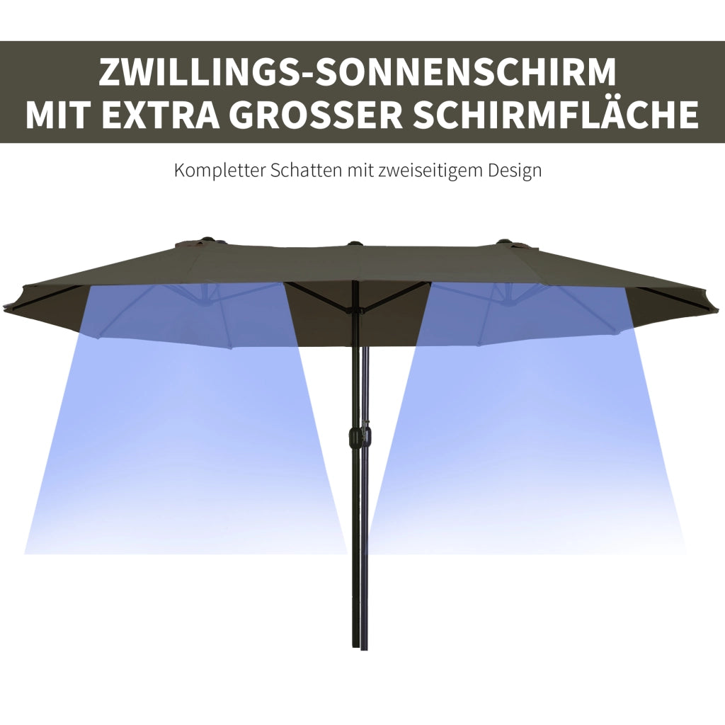 Ombrellone da balcone 455x265 cm con manovella, UV e vento ¨C zephmum ¨C Grigio