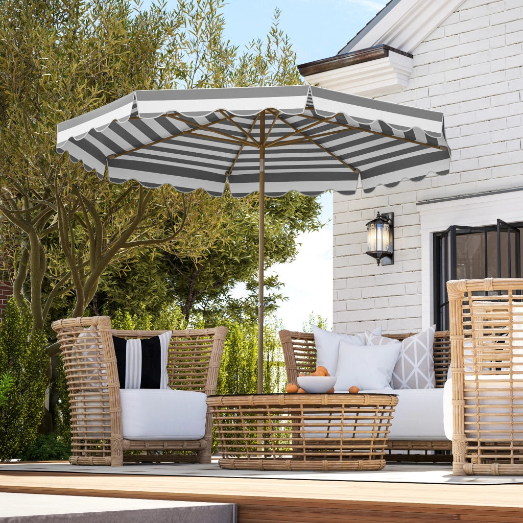 Ombrellone da giardino con protezione UV 50+ e tenda regolabile ¨C zephmum ¨C grigio e bianco a righe ?268x237 cm