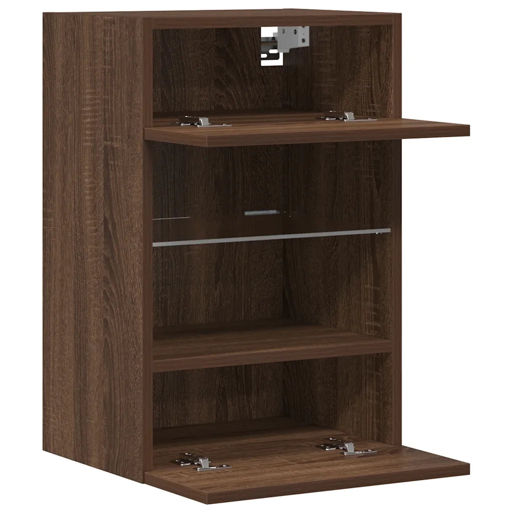 Mobili da parete con luci LED per TV 2pz Rovere Marrone 40x30x60,5cm 837091