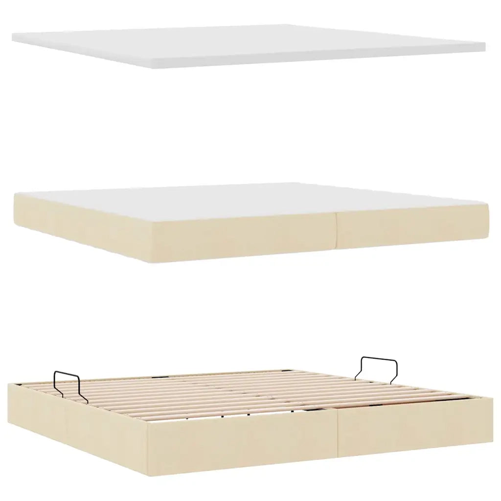Letto con contenitore e materasso Crema 200 x 200 cm