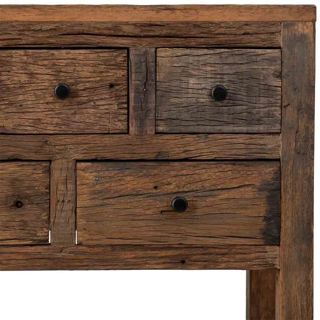 Mobile da ingresso in legno con 5 cassetti marrone, 60x35x90h cm