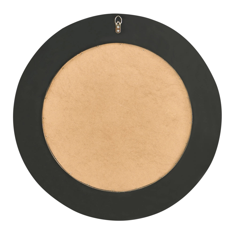 Specchio nero da parete 66 x 66 cm con cornice decorativa moderna rotonda