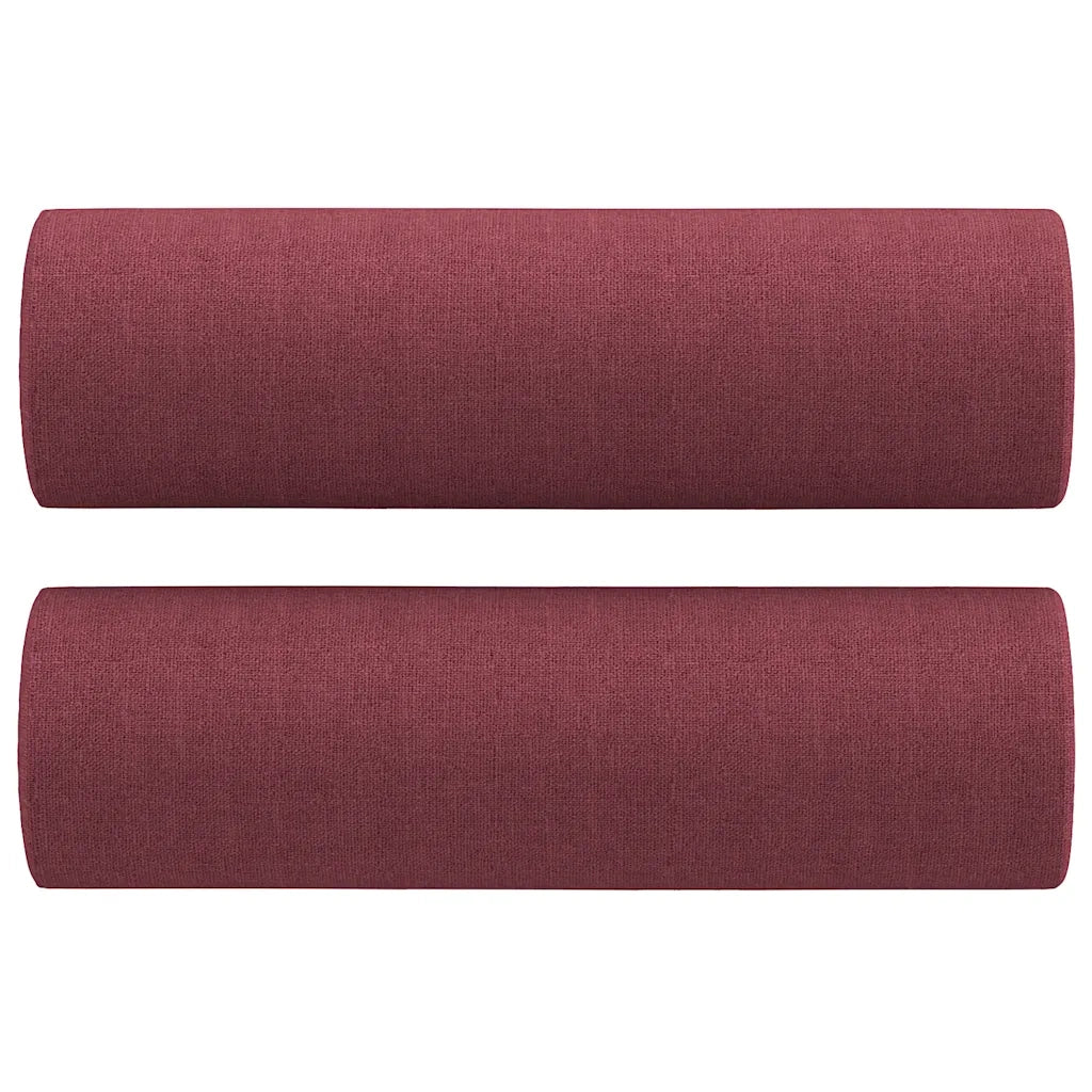Set di Divani 2 pz con Cuscini Rosso Vino in Tessuto
