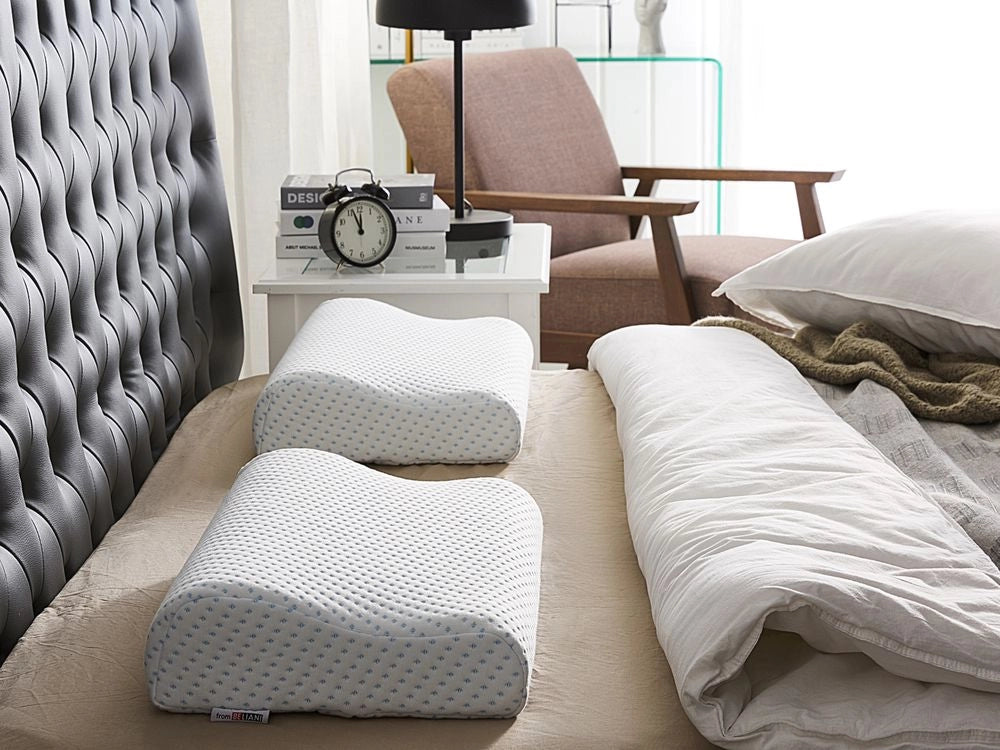 Cuscino Memory Foam Bianco Morbido Tessuto Rinfrescante Supporto Collo Ortopedico Morbido Antiallergico