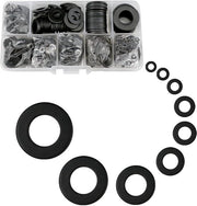 Set di anelli metallici piani - 600 pezzi - nero - assortimento di 9 misure - M2/M2.5/M3/M4/M5/M6/M8/M10/M12 mm - per viti e viti