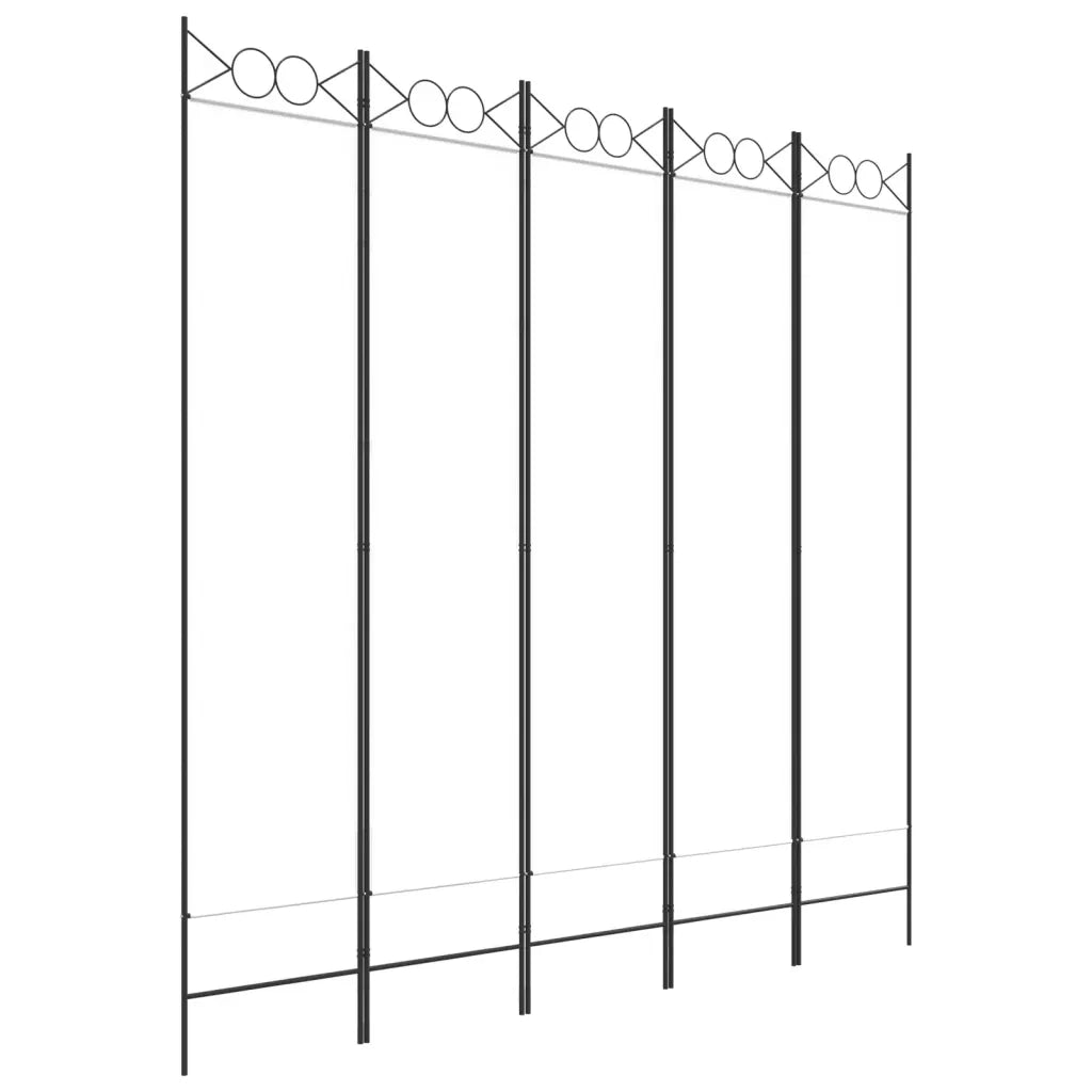 Divisorio Ambienti | Divider per stanze | Paravento a 5 Pannelli Bianco 200x200 cm Tessuto