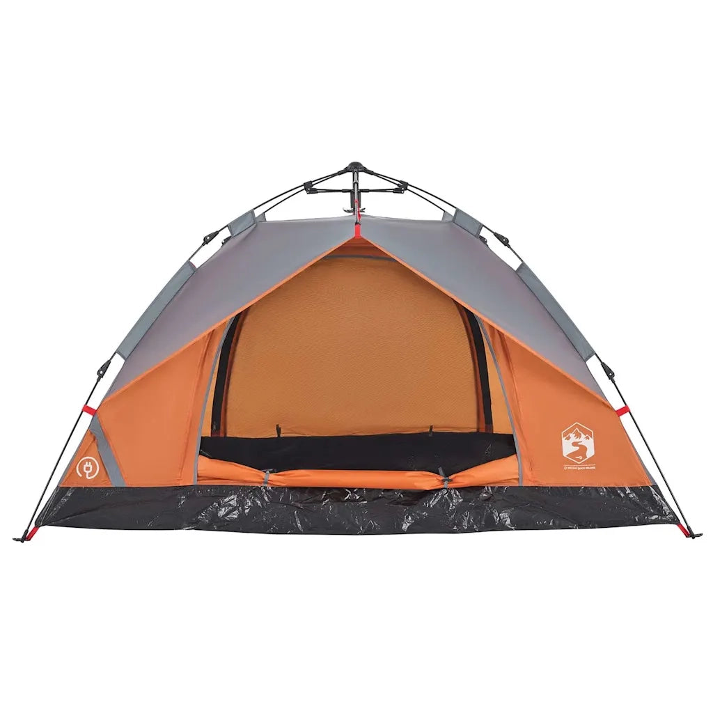 Tenda a Cupola 3 Persone Grigio e Arancione a Rilascio Rapido 4004195