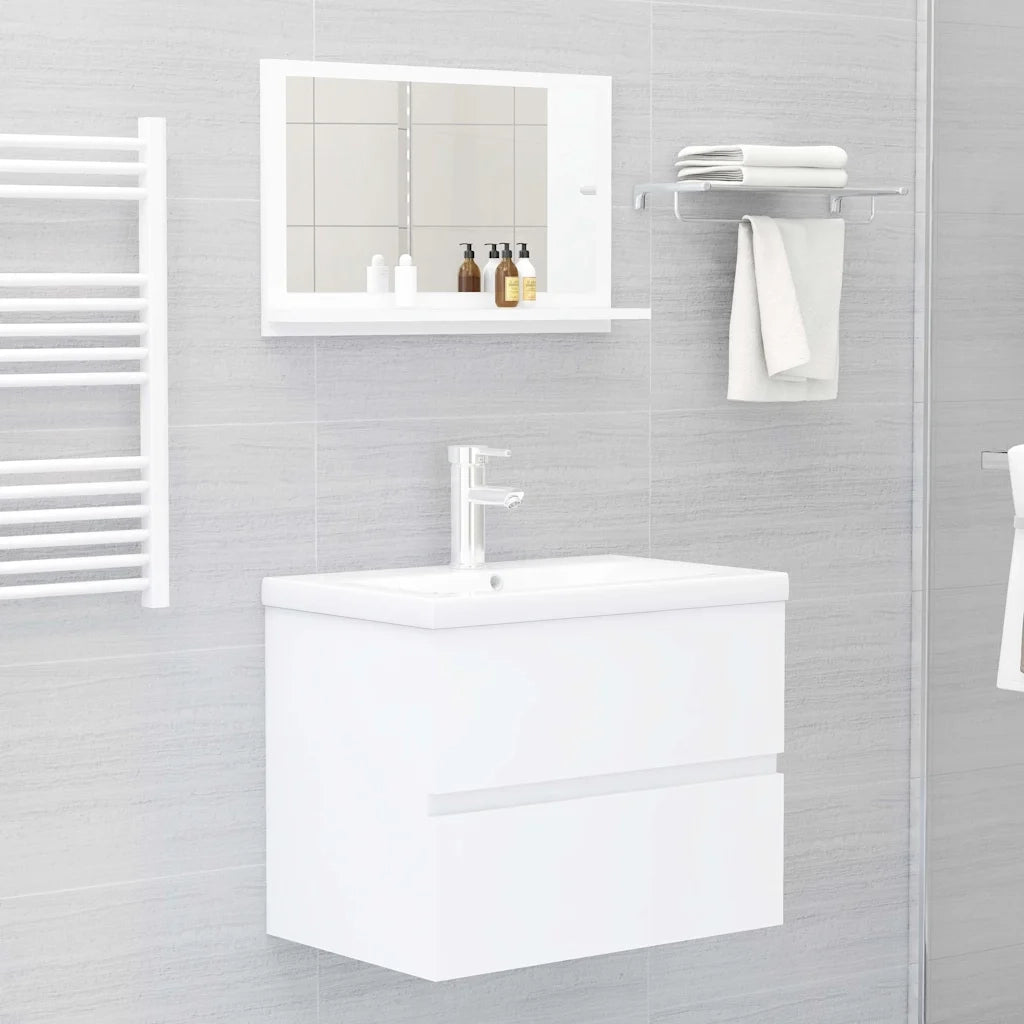 Specchio da Bagno-Specchio per Bagno Bianco 60x10,5x37 cm in Legno Multistrato