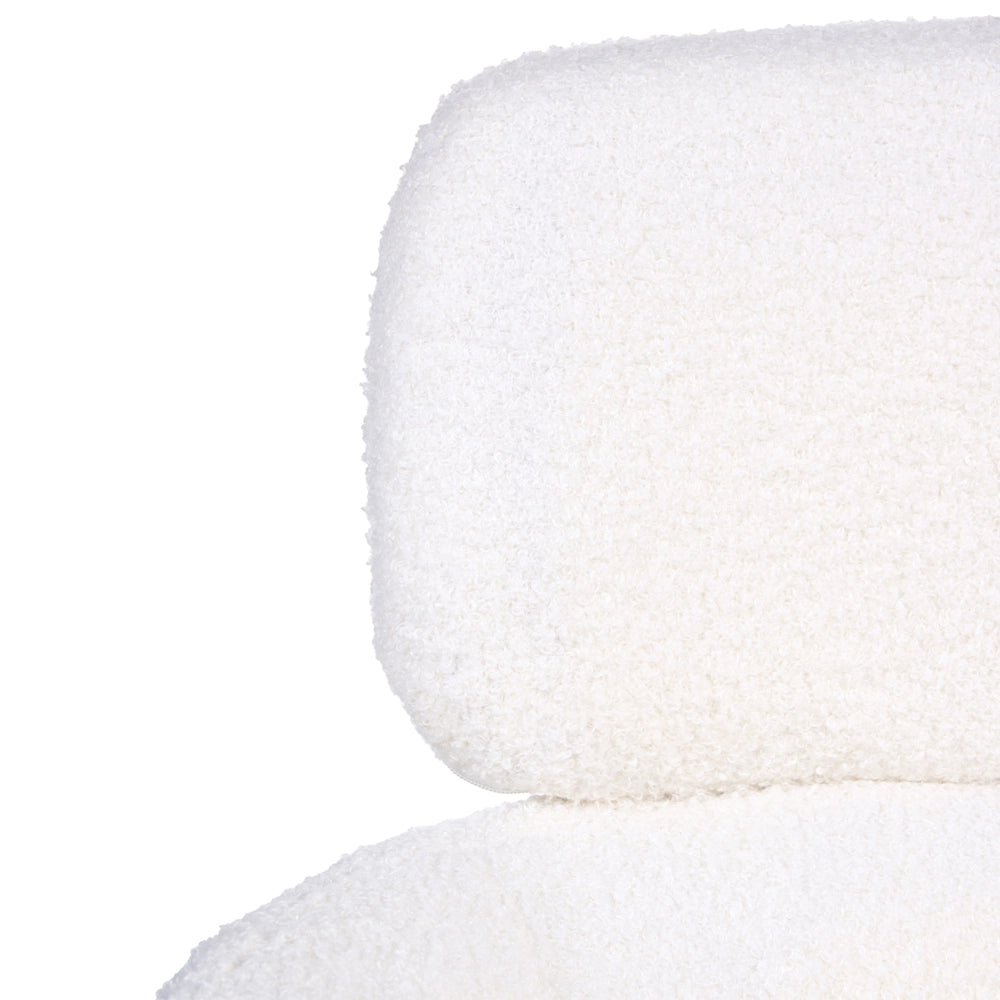 Sedia da Ufficio Girevole in Bouclé Bianco con Altezza Regolabile