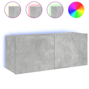 Mobile TV a Parete | Armadietto TV | Mobile Porta TV con Luci LED Grigio Cemento 100x35x41 cm
