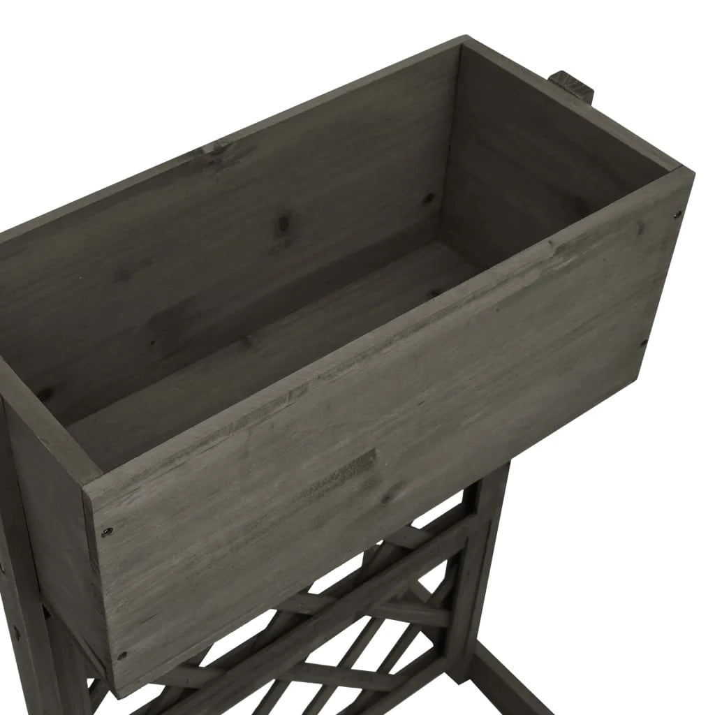 Fioriera da giardino a traliccio grigia 45 x 30 x 74 cm in legno di abete 02_0000874