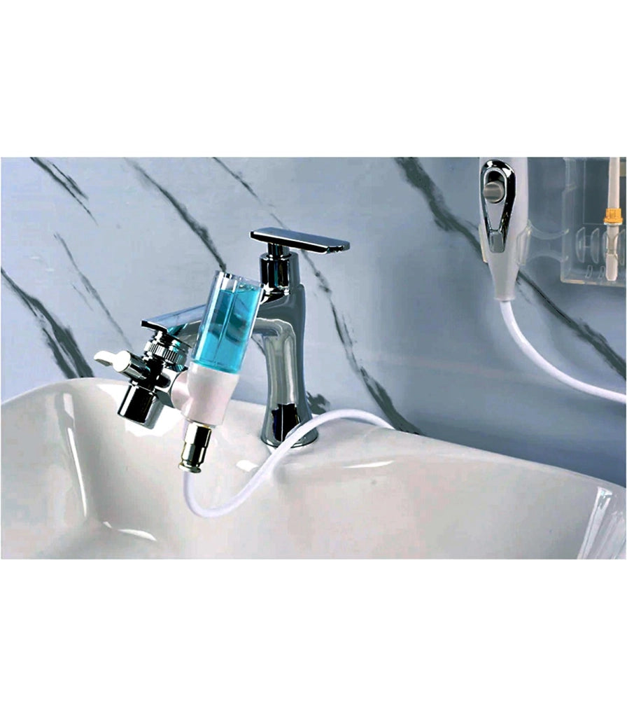 Irrigatore Dentale Standard con Serbatoio Collutorio | Senza Batterie né Elettricità | Pressione Rubinetto | Getto Illimitato