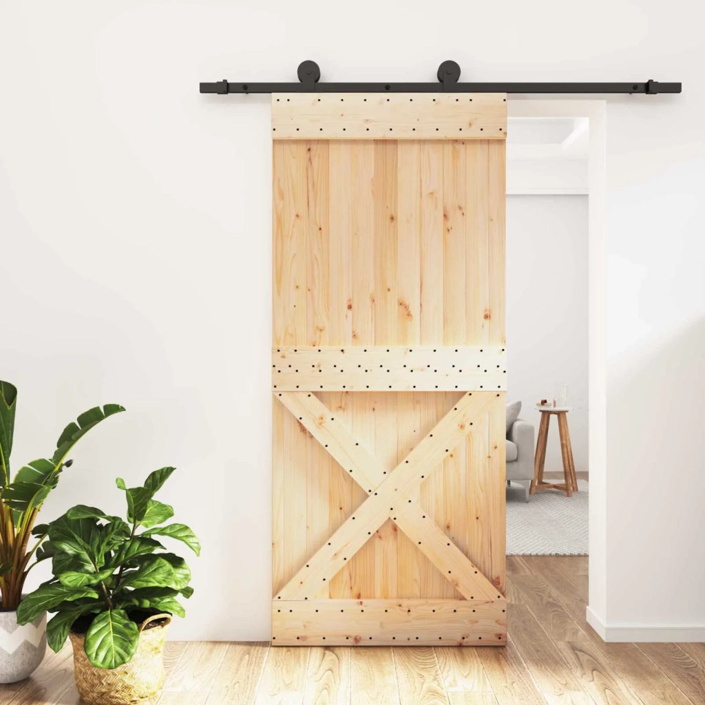 Porta scorrevole Naturale e Nero 90 x 210 cm 3444982