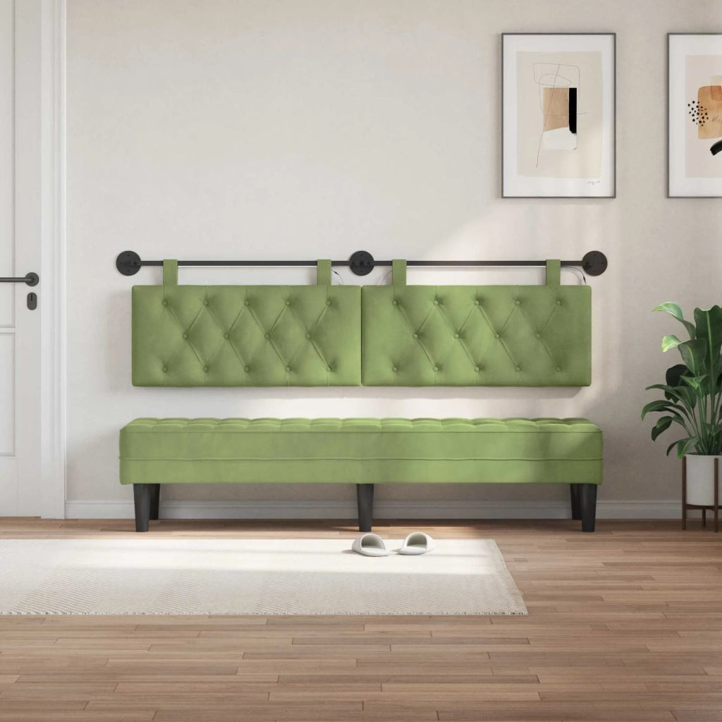 Testiera sospesa Con luce LED Verde chiaro Velluto