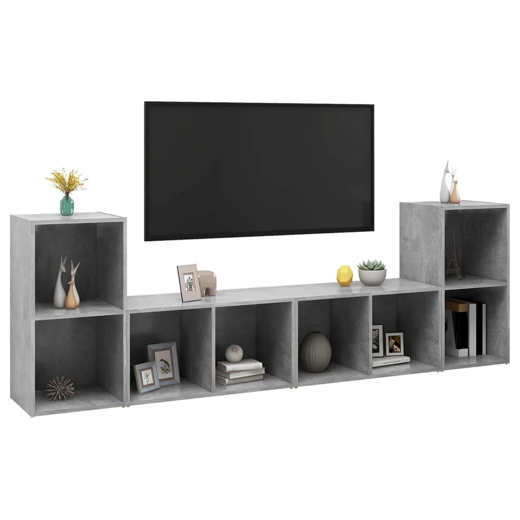Mobili TV 4 pz Grigio Cemento 72x35x36,5 cm in Truciolato  cod mxl 61577