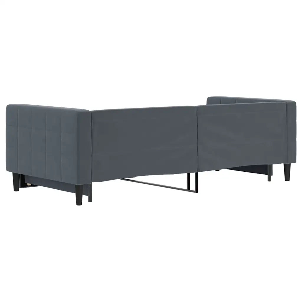 Divano Letto con Letto Estraibile Grigio Scuro 90x200cm Velluto