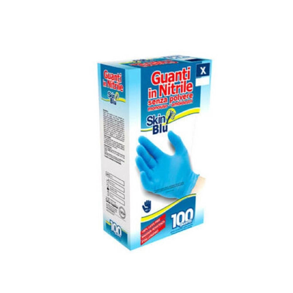 Trade Shop - Set 100 Pezzi Guanti In Nitrile Blu Monouso Senza Polvere Taglia S M L Xl -
