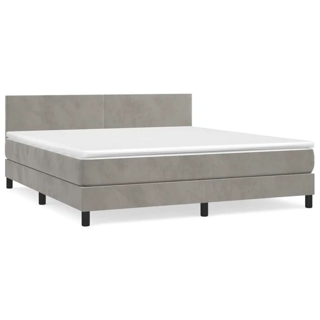 Giroletto a Molle con Materasso Grigio Chiaro 180x200cm Velluto 3141197