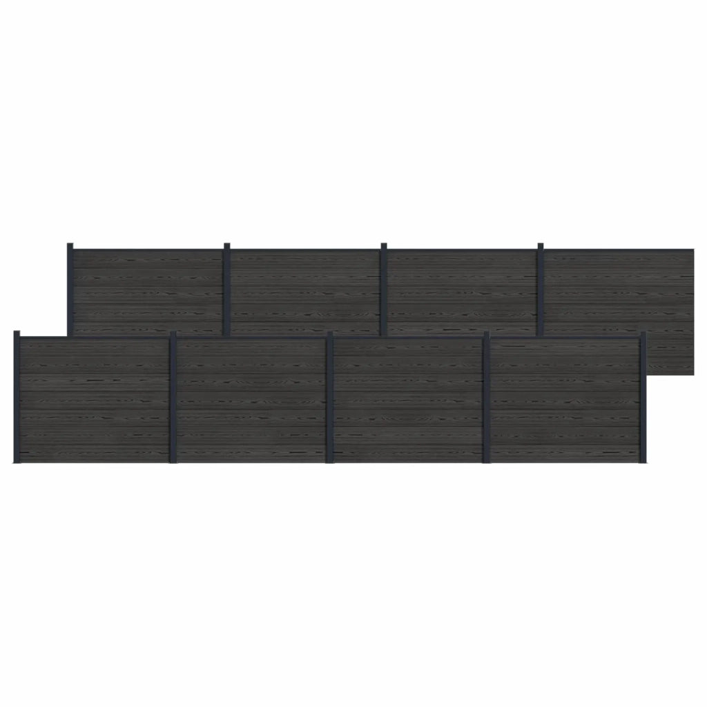 Pannello di Recinzione 8 pcs WPC e Alluminio Nero
