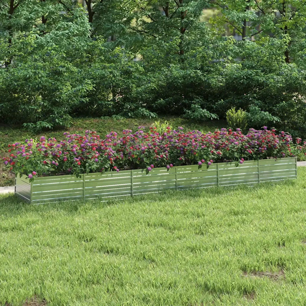 Fioriere | Cassetta per fiori | Letto Rialzato Giardino 480x80x45 cm in Acciaio Zincato Argento