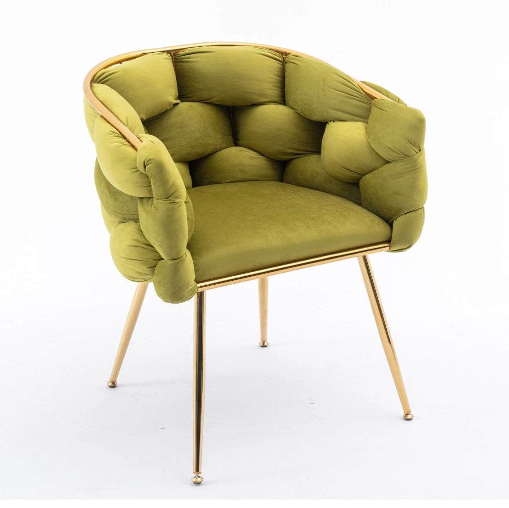 Set di 2 poltrone 73x56x75 cm velluto oliva metallo dorato con braccioli