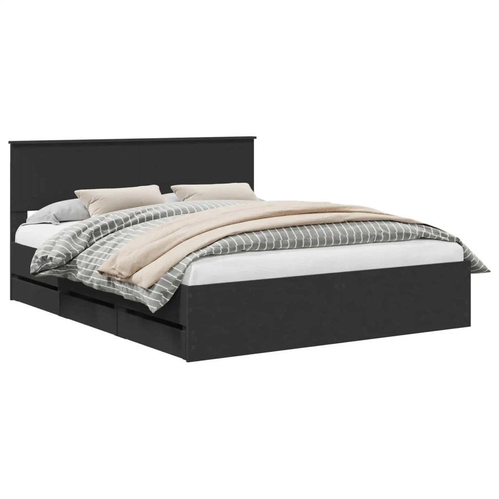 Struttura del letto-Giroletto Nero 160 x 200 cm Legno Ingegnerizzato 352614