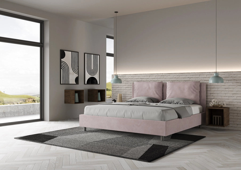BS COM Letto contenitore imbottito 180x210 microfibra glicine