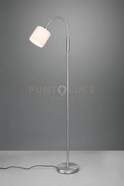 TOMMY PIANTANA ACCIAIO SATINATO FLESSIBILE CON PARALUME BIANCO H.130CM 1 LUCE ATTACCO E14