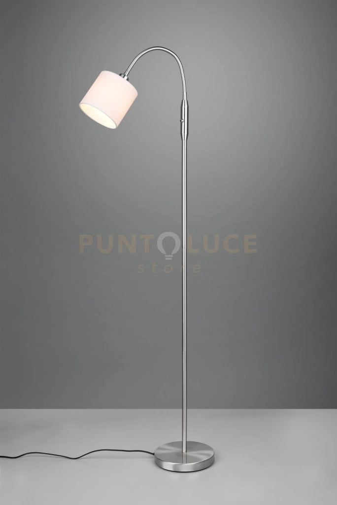 TOMMY PIANTANA ACCIAIO SATINATO FLESSIBILE CON PARALUME BIANCO H.130CM 1 LUCE ATTACCO E14