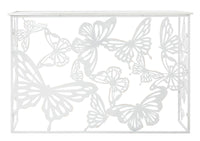 Console Bianco Butterfly 121,5x41x81 cm in Ferro MDF e Specchio Bianco e Oro