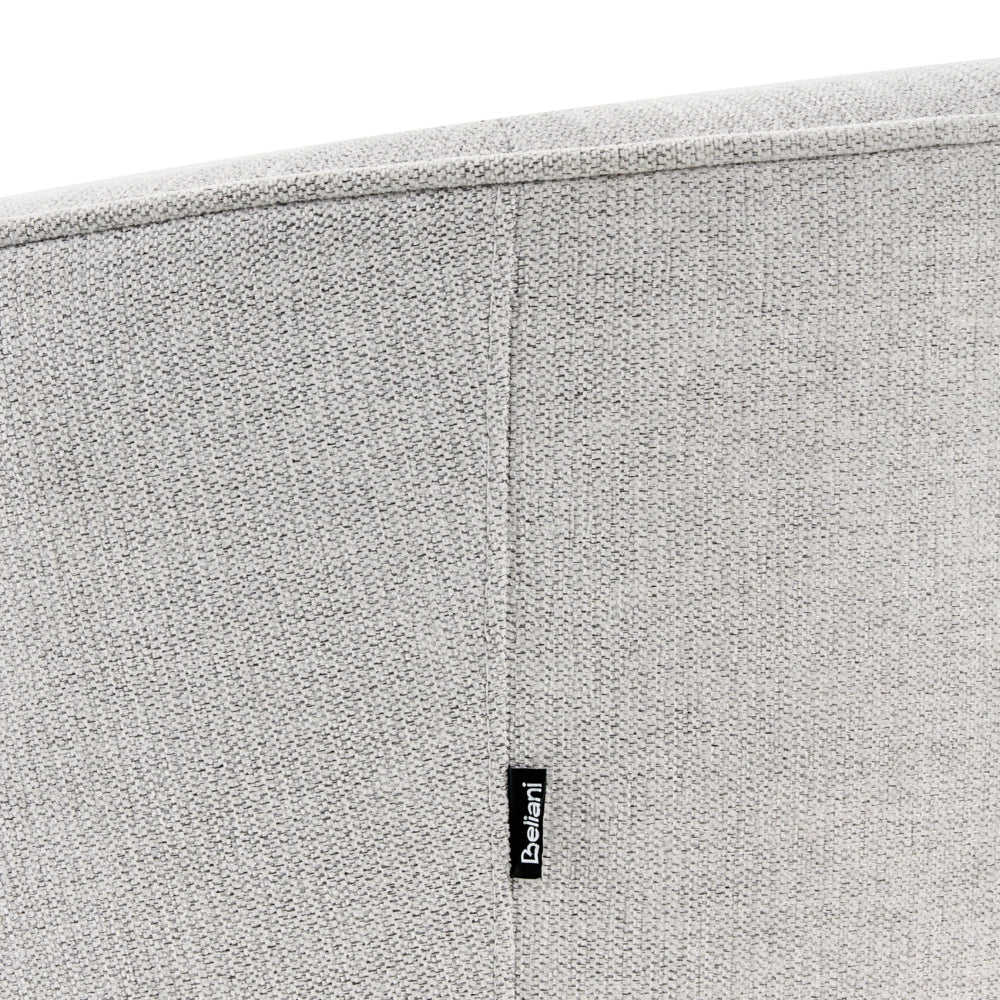 Divano in tessuto bianco sporco Glamour curvo in stile retrò a 2 posti con gambe metalliche nere