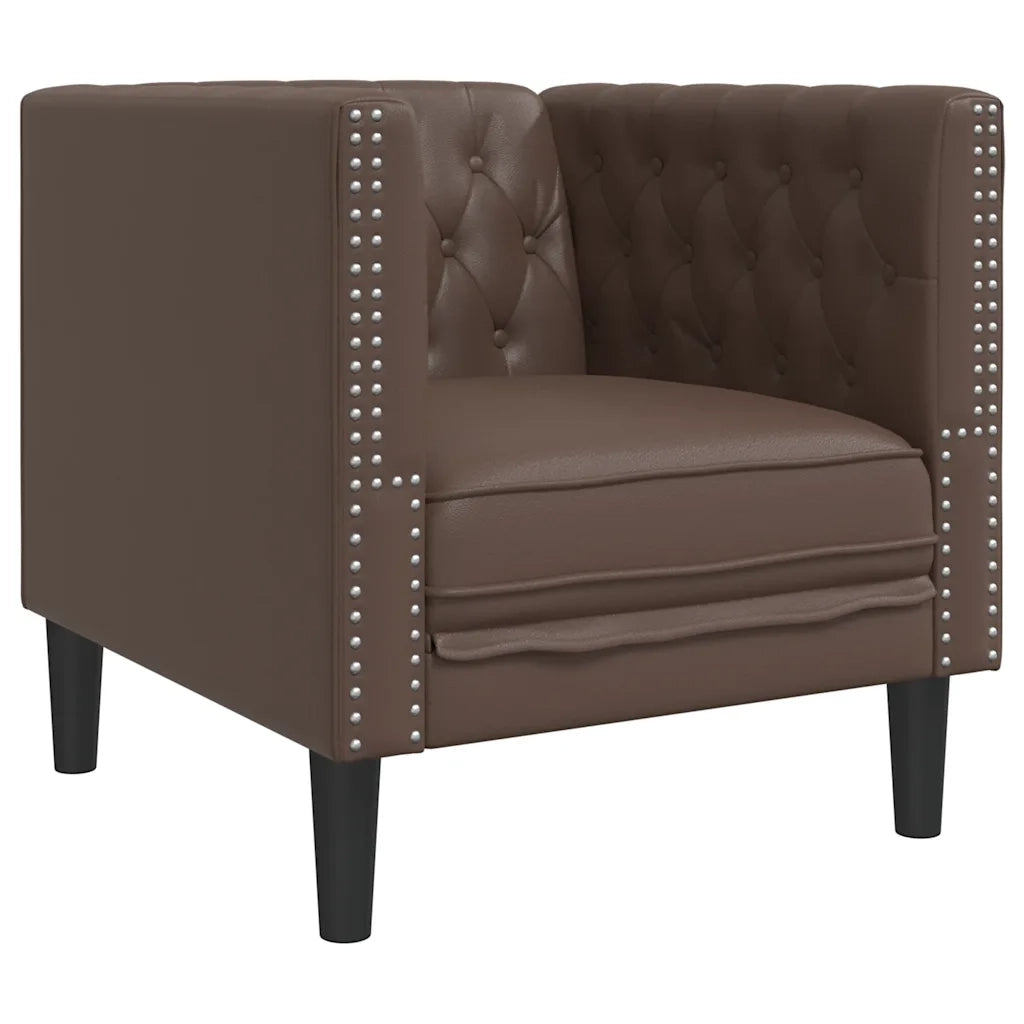 Set Divani Chesterfield 3pz Marrone in Similpelle 3209269