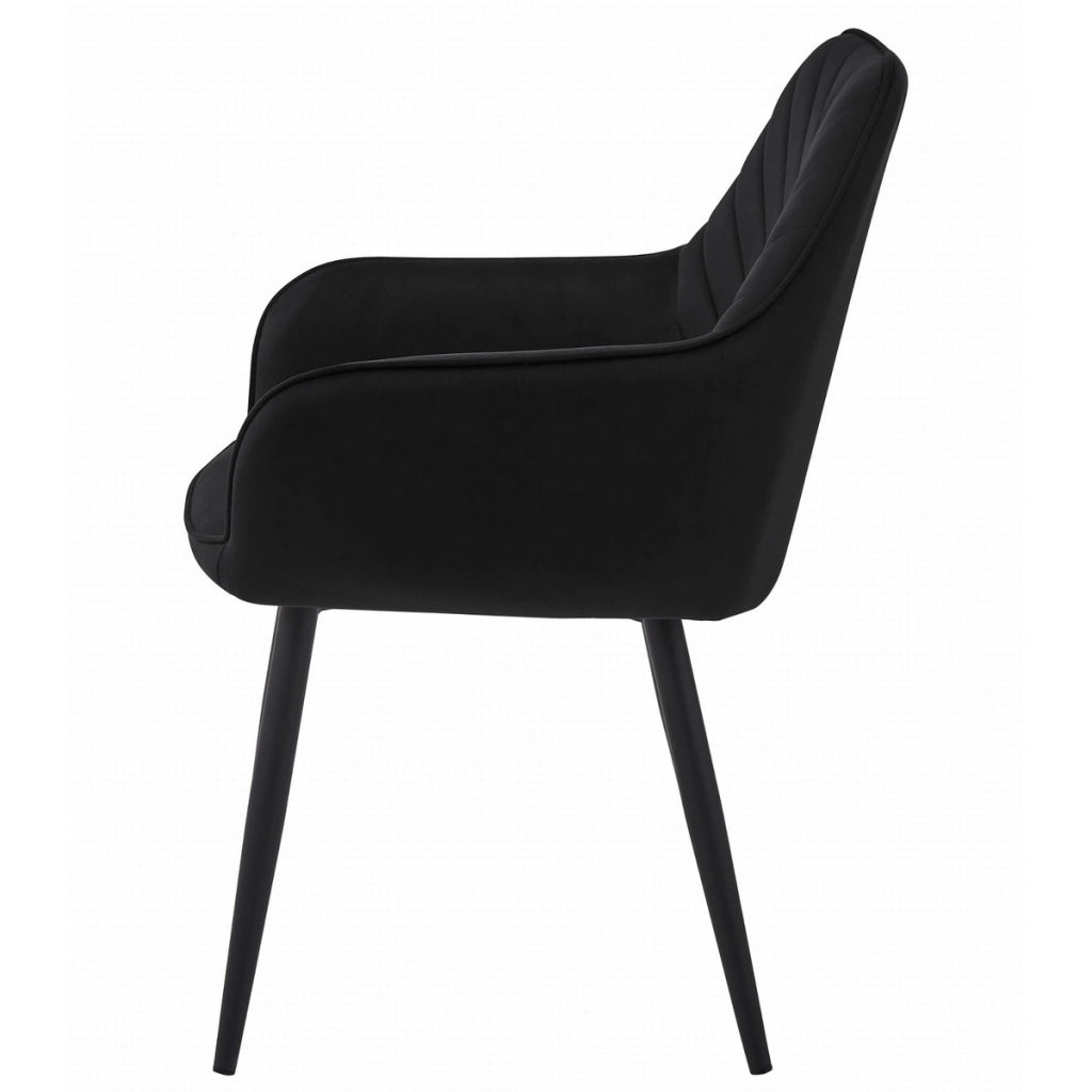 Sedia Nana in velluto nero con gambe in metallo