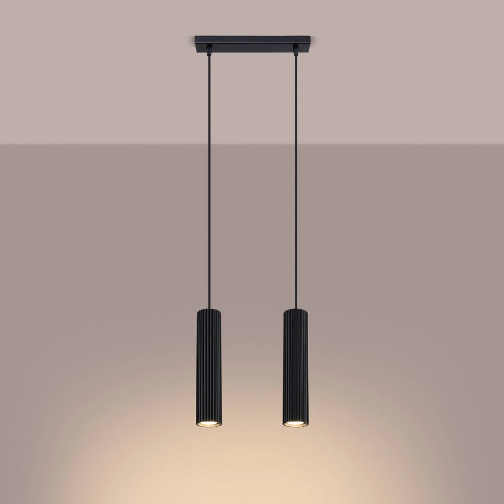 Lampada a sospensione nera 2 luci GU10 Gravio PureLume