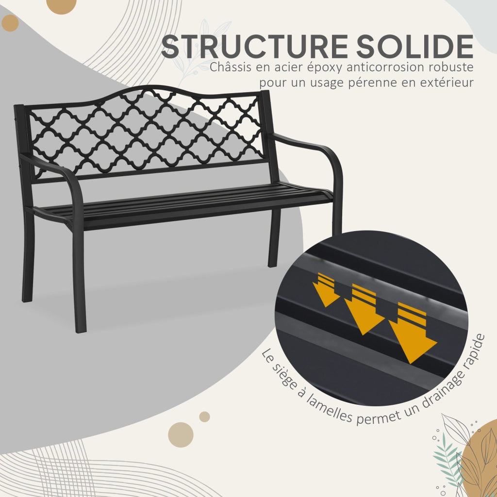 Panchina da giardino 2 posti in ferro ¨C zephmum ¨C nero 128x59x89 cm