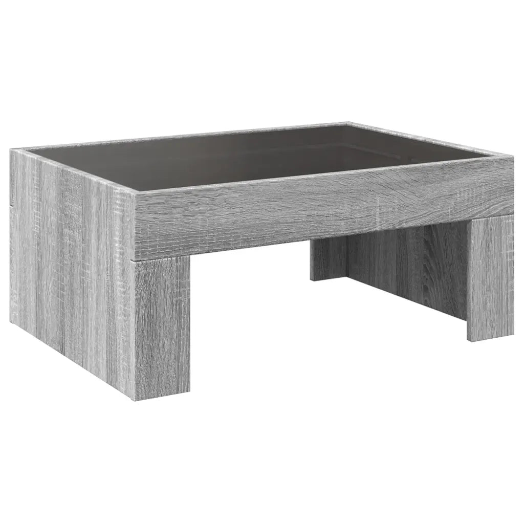 Tavolino da Salotto con LED Infinity-Tavolino da soggiorno Grigio Sonoma 70x50x30 cm