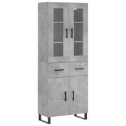 Credenza | Madia | Buffet da pranzo | Armadio da pranzo Grigio Cemento 69,5x34x180 cm in Legno Multistrato