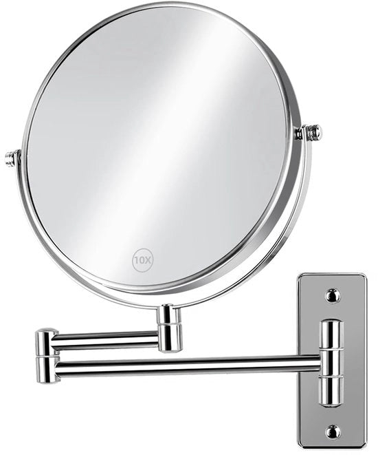 Specchio da parete per il bagno, 20 cm specchio a ingrandimento 10x, 1x/10x specchio rototrasformabile a 360°, finitura cromata