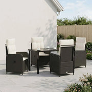 Set da pranzo per esterni 5 pz Nero e Bianco Crema polyrattan 3422432