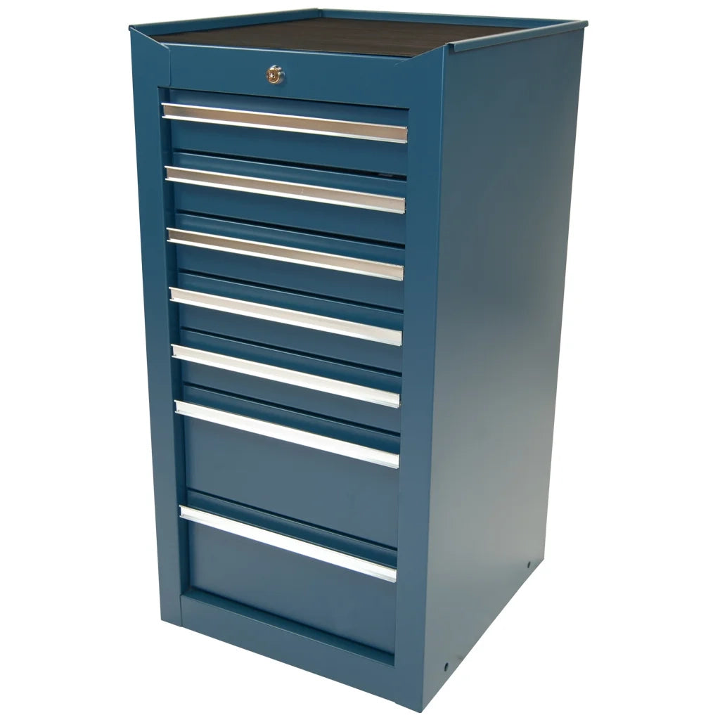 Mobiletto portautensili blu, stretto, 7 cassetti