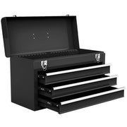 Cassetta degli attrezzi a 3 cassetti 52 x 21 x 30 cm sicura e portatile moderna metallo nero 20_0010777