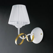Applique in ferro Bianco shabby Oro paralume Bianco una luce 24x h29 cm