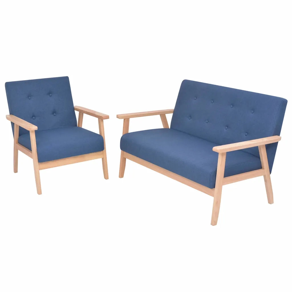 Set di Divani 2 pz in Tessuto Blu  cod mxl 20397