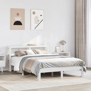 Giroletto con Testiera Bianco 135x190 cm Legno Massello di Pino 3306038