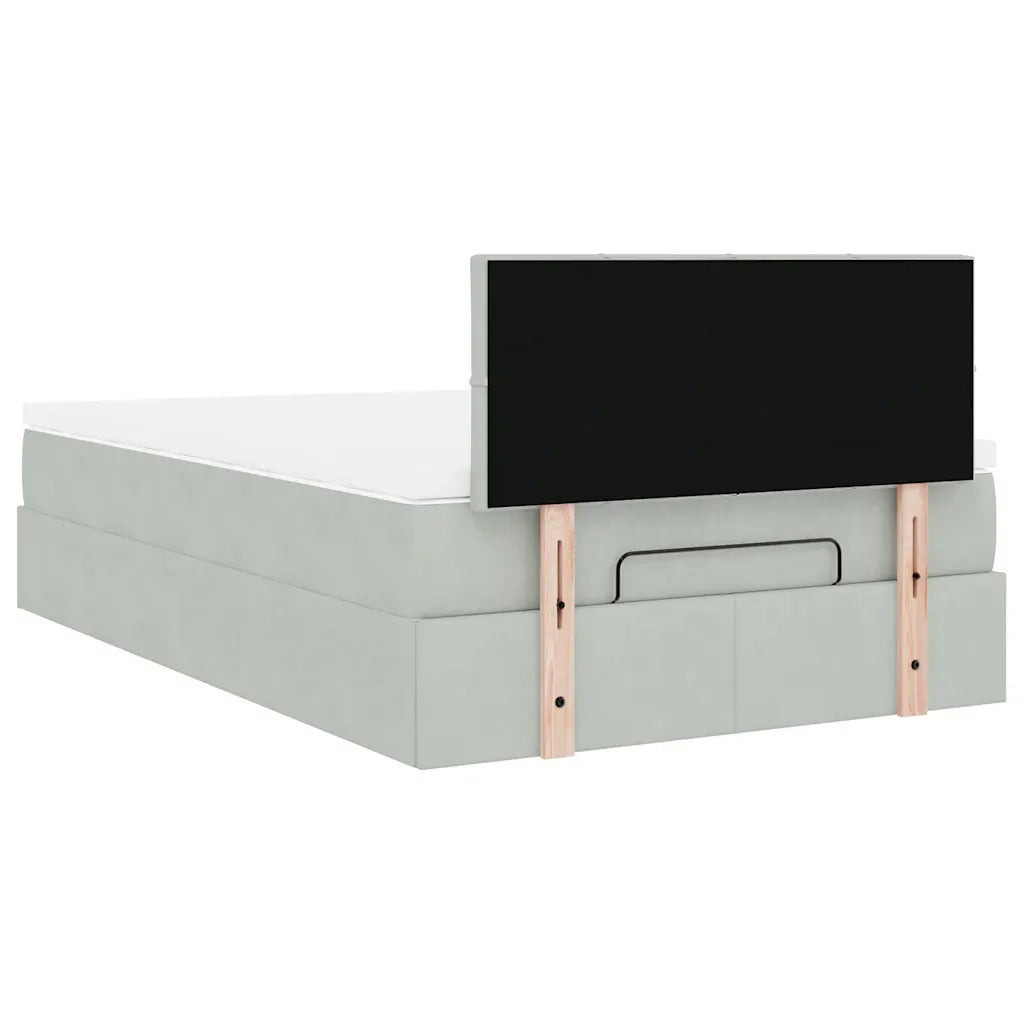 Pouf Letto con Materasso Grigio Chiaro 120x190 cm in Velluto 3311759