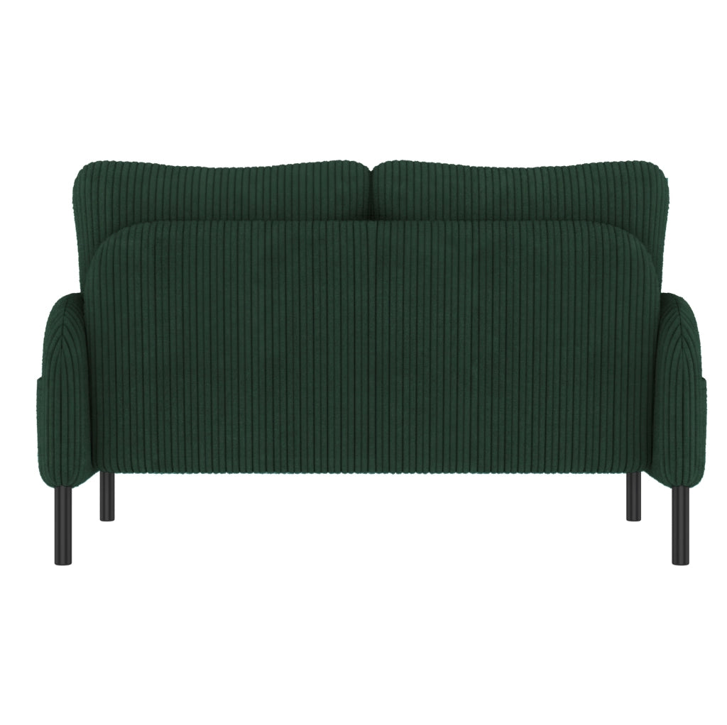 Set 3 pezzi con divano 2 posti; poltrona e pouf in velluto a coste; verde smeraldo