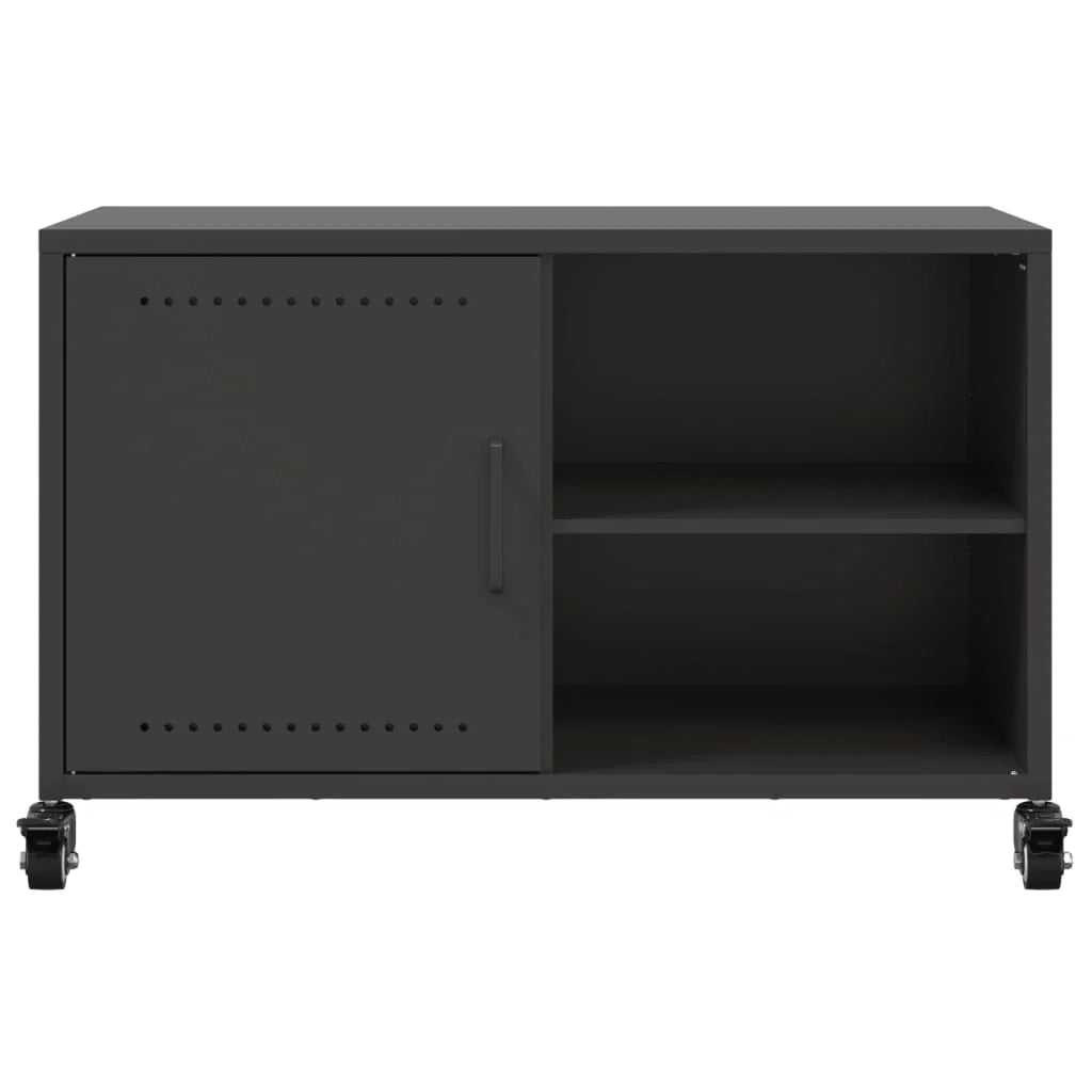 Mobile TV multimediale mensola TV credenza TV adatto per sala da pranzo soggiorno camera da letto 68 x 39 x 43,5 cm acciaio nero 02_0026151
