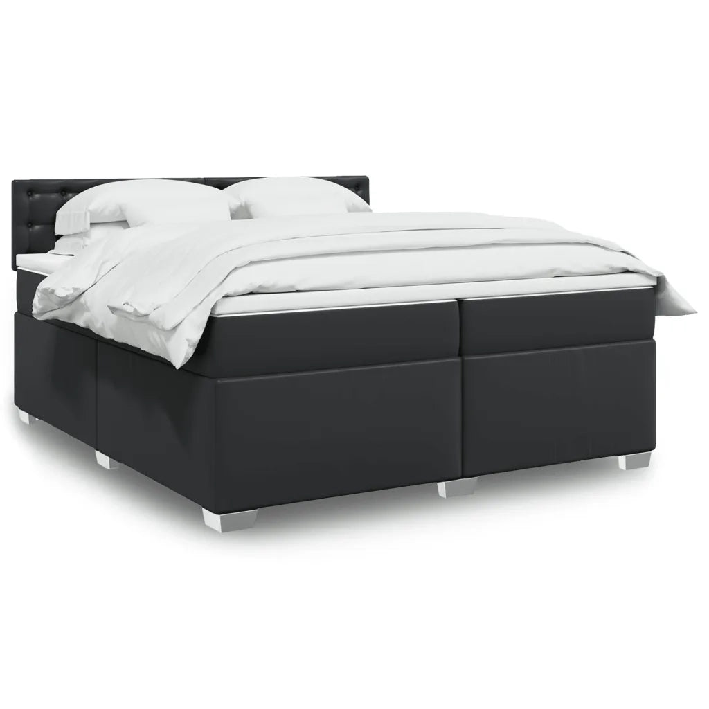 vidaXL Giroletto a Molle con Materasso Nero 200x200 cm in Similpelle