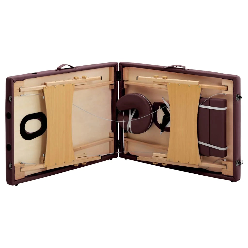 Lettino da massaggio pieghevole 2 sezioni legno viola vino 02_0001819